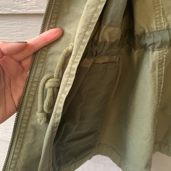 J.Crew Olive Green Twill Utility Jacket Cargo Pockets Drawstring Waist - Picture 7 of 7